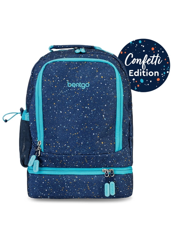 ® Kids 2-in-1 Backpack & Insulated Lunch Bag - Confetti Designed 16” Backpack for School & Travel - , Durable, Water Resistant, Padded, & Large Compartments (Confetti Edition - Abyss Blue)
