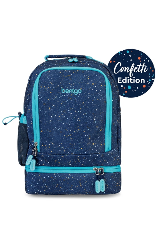 ® Kids 2-in-1 Backpack & Insulated Lunch Bag - Confetti Designed 16” Backpack for School & Travel - , Durable, Water Resistant, Padded, & Large Compartments (Confetti Edition - Abyss Blue)