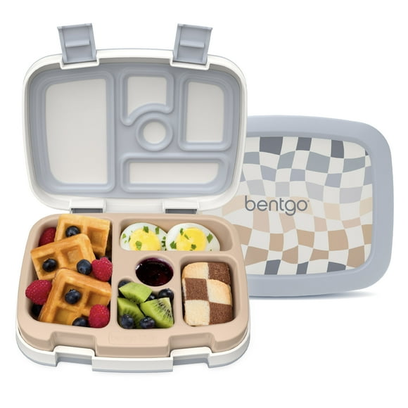 Bentgo Kids 5-Compartment Leak-Proof Bento-Style Lunch Box (Whimsy & Wonder Collection) - Ideal for Ages 3-7, Drop-Proof & Durable, Dishwasher Safe, & Made with BPA-Free Materials (Checker Gradient)