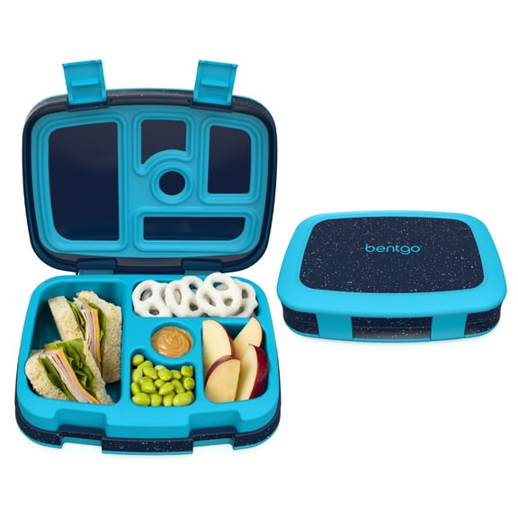 Bentgo Kids 5-Compartment Lunch Box - Confetti Design for School, Ideal for Ages 3-7, Leak-Proof, Drop-Proof, Dishwasher Safe, & Made with BPA-Free Materials (Confetti Edition - Abyss Blue)