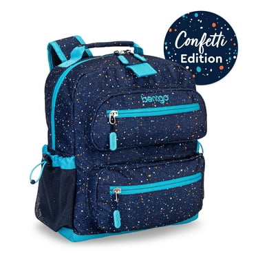 Bentgo® Kids Backpack - Confetti Designed Lightweight 14” Backpack for School, Travel & Daycare - Roomy Interior, Durable & Water-Resistant Fabric & Loop for Lunch Bag (Confetti Edition - Abyss Blue)
