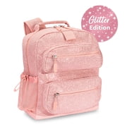 Bentgo Kids Backpack - Glitter Designed Lightweight 14  Backpack for School, Travel & Daycare - Roomy Interior, Durable & Water-Resistant Fabric & Loop for Lunch Bag Glitter Edition - Petal Pink