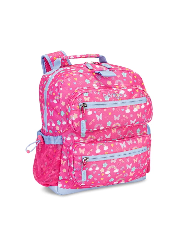 Kids Backpack - Lightweight 14” Backpack in Unique Prints for School, Travel, & Daycare - Roomy Interior, Durable & Water-Resistant Fabric, & Loop for Lunch Bag (Rainbows)