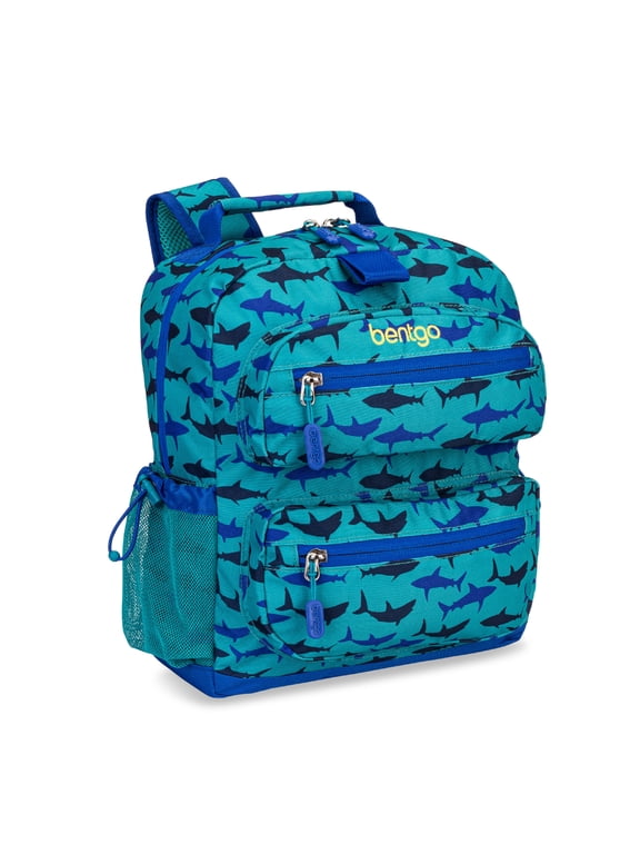 Kids Backpack - Lightweight 14” Backpack in Unique Prints for School, Travel, & Daycare - Roomy Interior, Durable & Water-Resistant Fabric, & Loop for Lunch Bag (Shark)