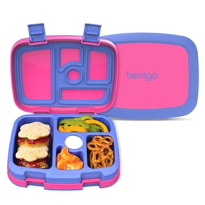 Bentgo Kids Bento-Style 5-Compartment Leak-Proof Lunch Box - Ideal Portion Sizes for Ages 3 to 7 - Durable, Drop-Proof, Dishwasher Safe, BPA-Free, & Made with Food-Safe Materials (Fuchsia)