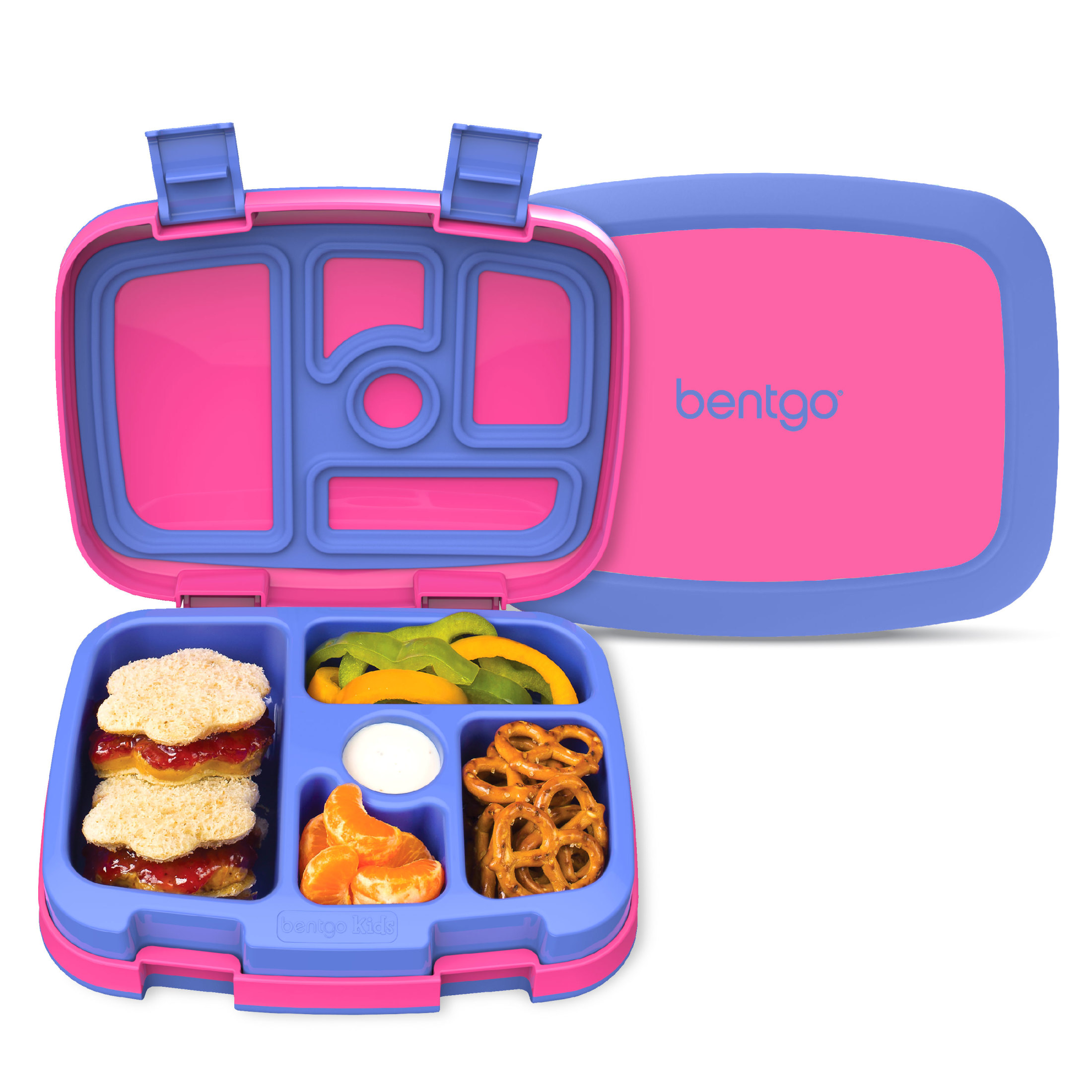 Bentgo Kids Bento-Style 5-Compartment Leak-Proof Lunch Box - Ideal Portion Sizes for Ages 3 to 7 - Durable, Drop-Proof, Dishwasher Safe, BPA-Free, & Made with Food-Safe Materials (Fuchsia)