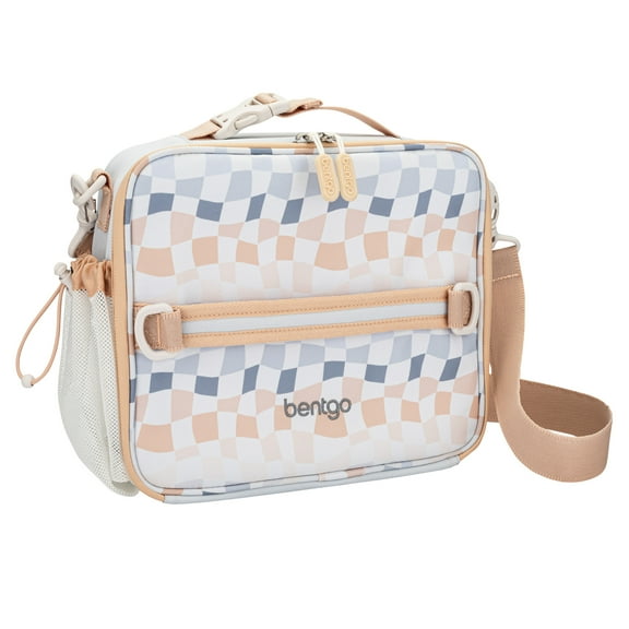 Bentgo Kids Lunch Bag (Whimsy & Wonder Collection) - Durable, Double-Insulated Lunch Bag for Kids 3+; Holds Lunch Box/Water Bottle/Snacks; Water-Resistant Fabric & Zip Pockets (Checker Gradient)
