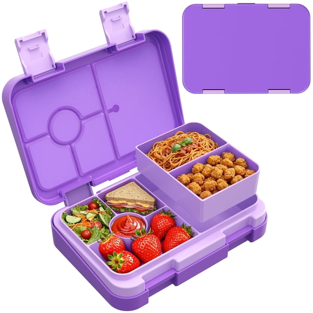 Bento Kids Lunch Box, 6 Compartments BPA Free Bento Box for Kids, Lunch ...