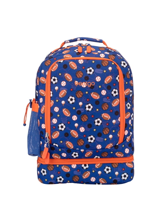 Kids 2-in-1 Backpack & Insulated Lunch Bag - Durable 16” Backpack & Lunch Container in Unique Prints for School & Travel - Water Resistant, Padded & Large Compartments (Sports)