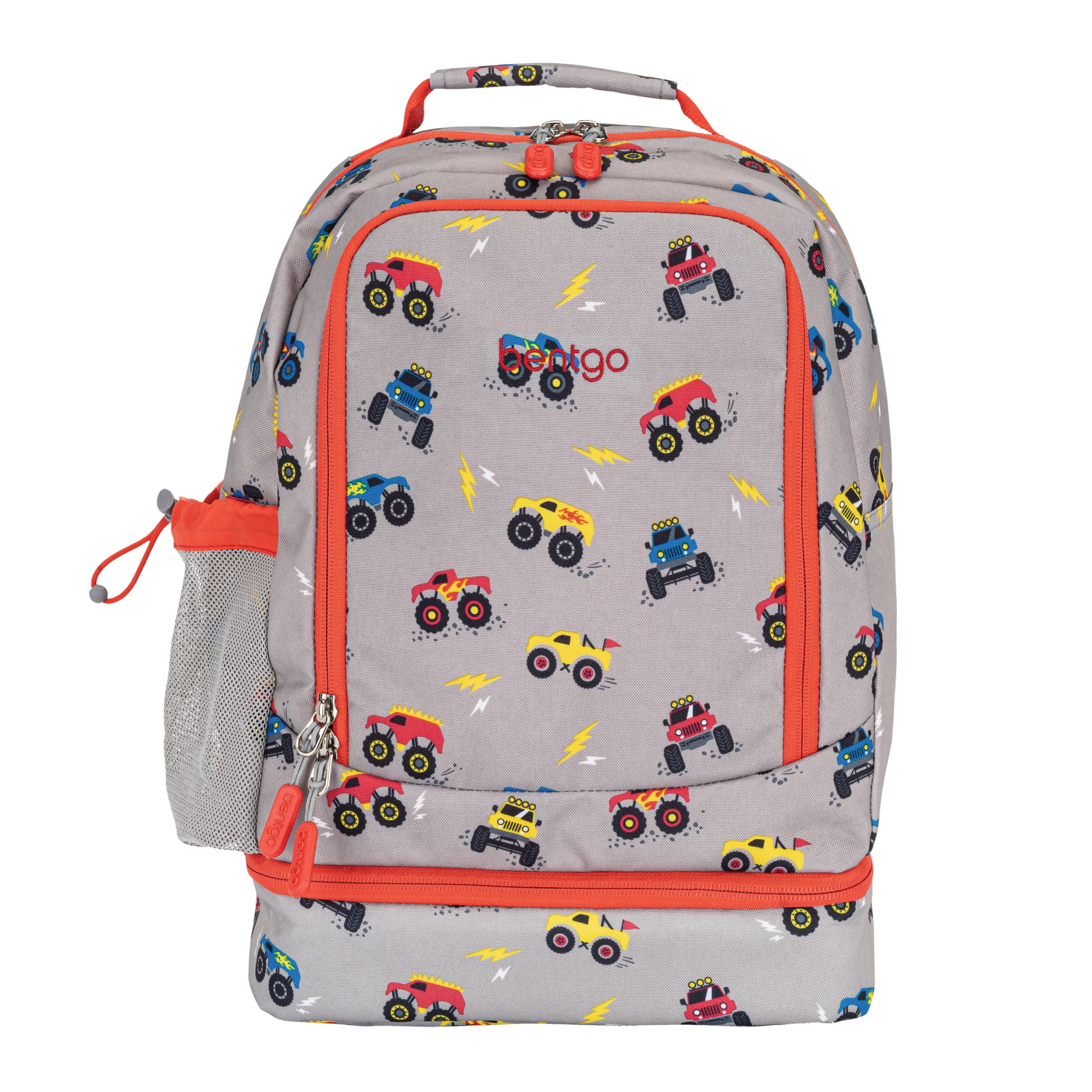Bentgo Kids 2-in-1 Backpack & Insulated Lunch Bag - Durable 16” Backpack & Lunch Container in Unique Prints for School & Travel - Water Resistant, Padded & Large Compartments (Trucks)