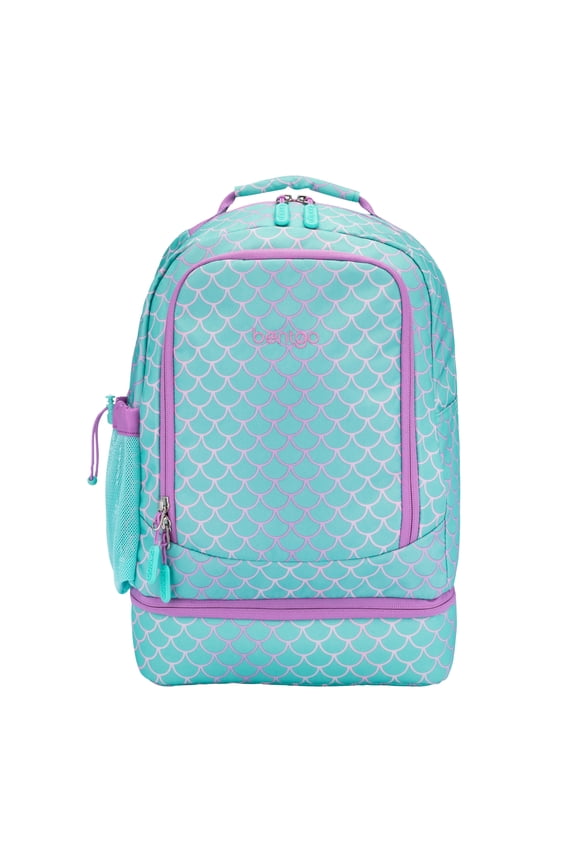 Kids Prints 2-in-1 Backpack & Insulated Lunch Bag - Teal Mermaid