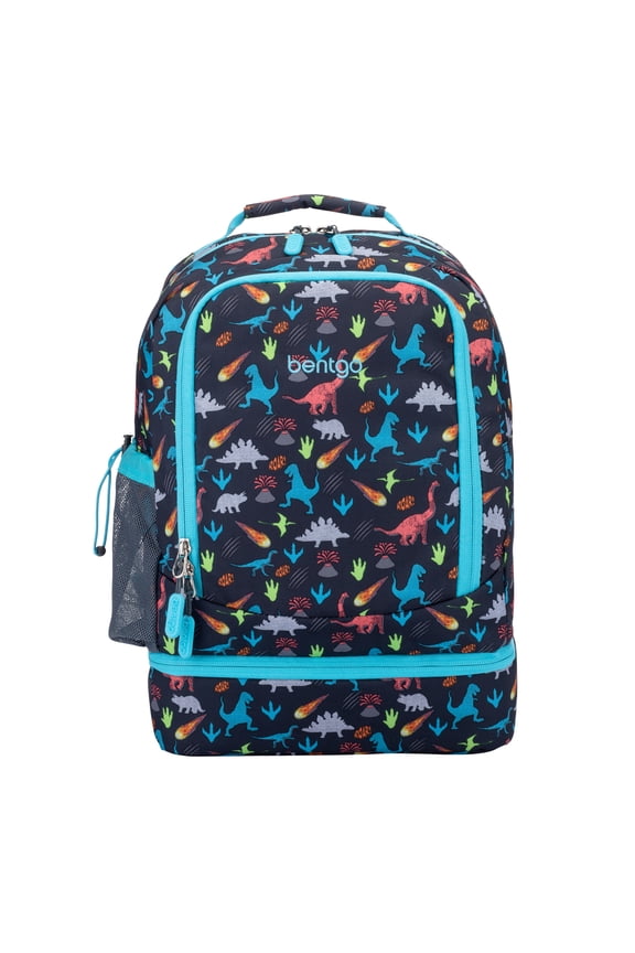 Kids 2-in-1 Backpack & Insulated Lunch Bag - Durable 16” Backpack & Lunch Container in Unique Prints for School & Travel - Water Resistant, Padded & Large Compartments (Dinosaur)