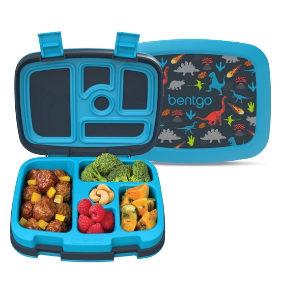 Bentgo Kids Prints Leak-Proof, 5-Compartment Bento-Style Kids Lunch Box - Ideal Portion Sizes for Ages 3-7, Durable, Drop-Proof, Dishwasher Safe, PFAS- & BPA-Free Materials (Dinosaur)
