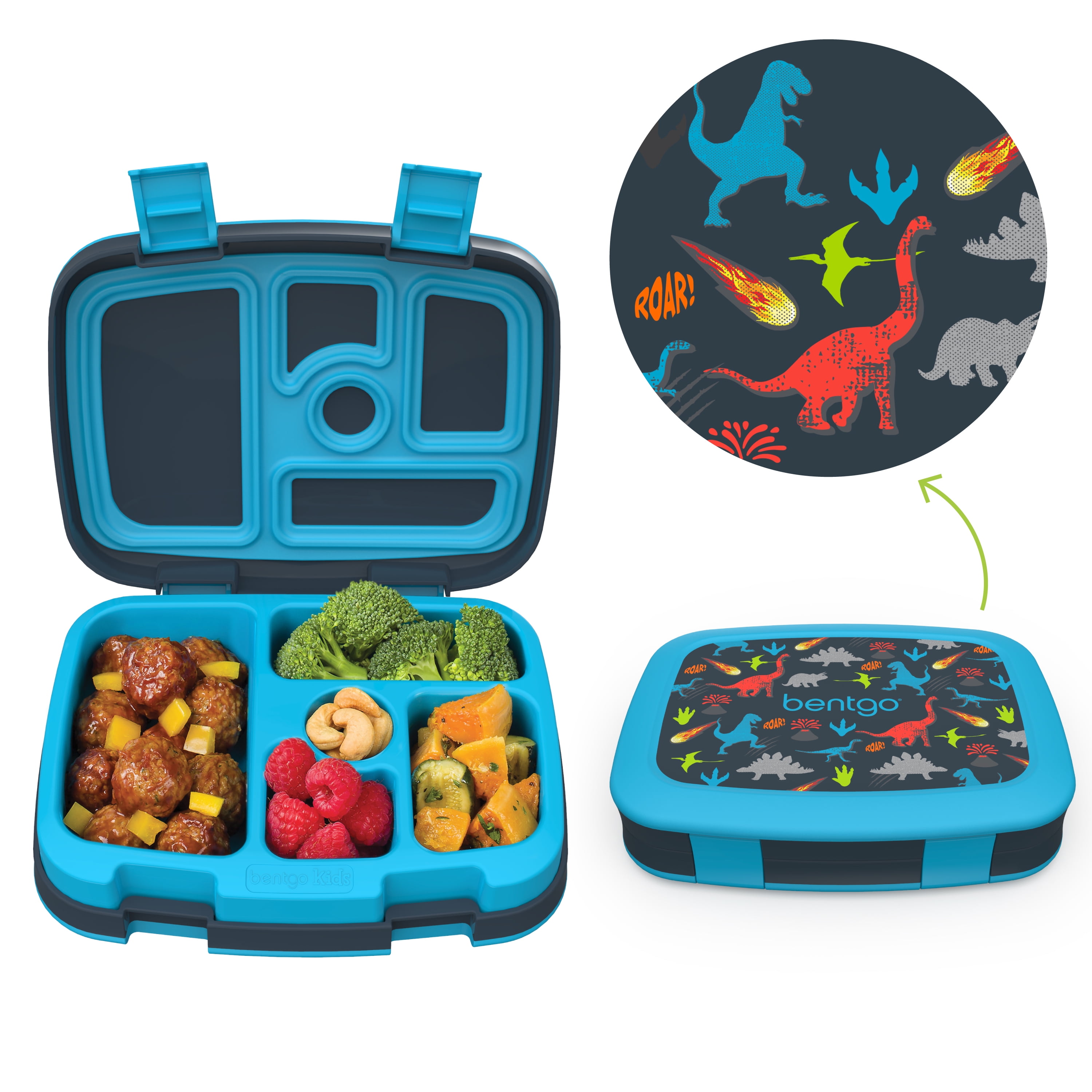 Bentgo® Kids 5-Compartment Lunch Box - Glitter Design for School, Ideal for  Ages 3-7, Leak-Proof, Drop-Proof, Dishwasher Safe, & Made with BPA-Free
