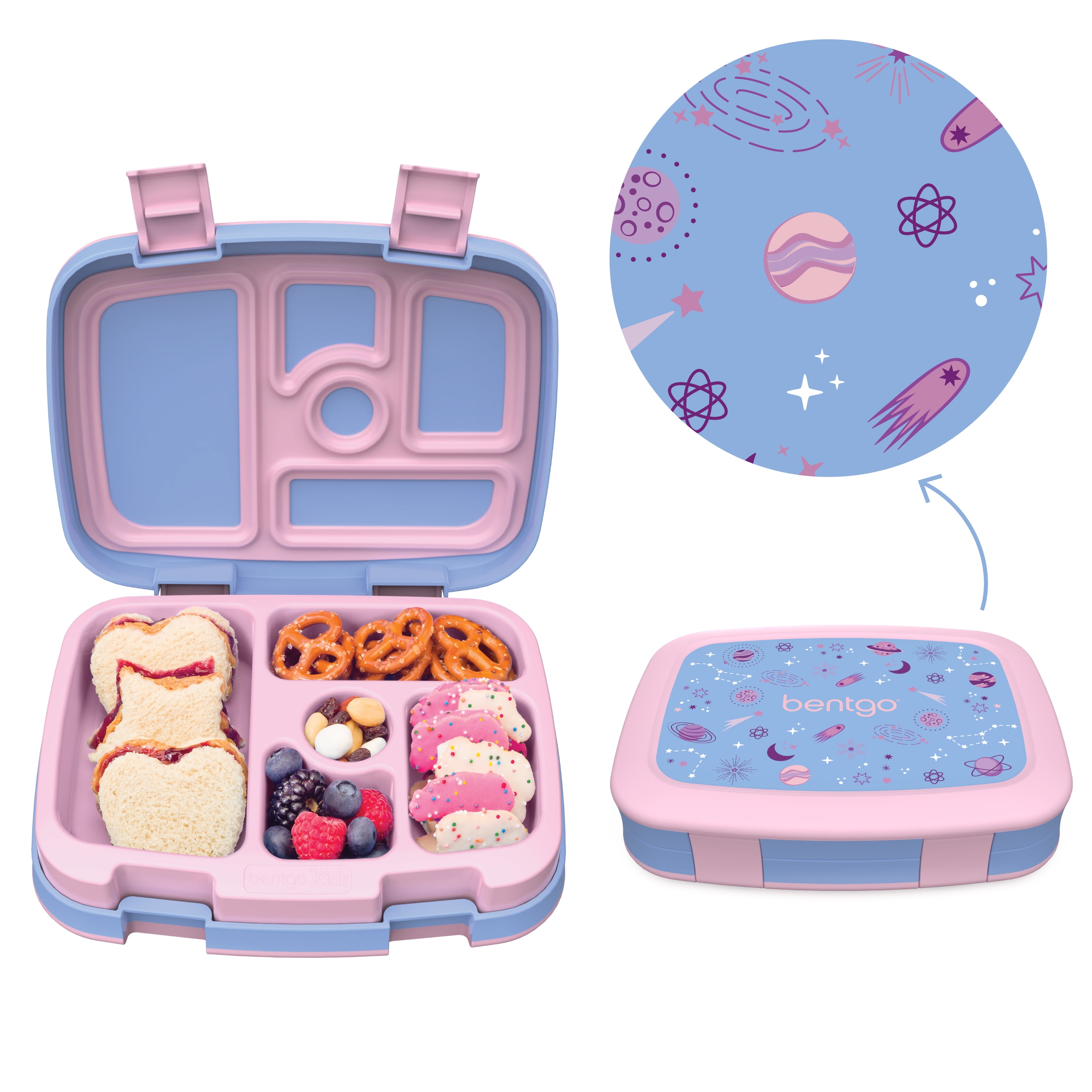 Dream Lifestyle 720ML Bento Lunch Box , Leak-Proof Plastic Bento Box with  Buckles, Cartoon Pattern Double Layer Bento Box for Kids, BPA-Free &  Dishwasher Safe 