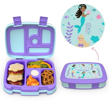 Bentgo Kids Prints Leak-Proof, 5-Compartment Bento-Style Kids Lunch Box - BPA-Free, Dishwasher Safe, Food-Safe Materials (Mermaids in the Sea)