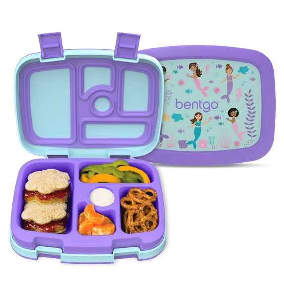 Bentgo Kids Prints Leak-Proof, 5-Compartment Bento-Style Kids Lunch Box - Ideal Portion Sizes for Ages 3-7, Durable, Drop-Proof, Dishwasher Safe, & Made with BPA-Free Materials (Sea Life)