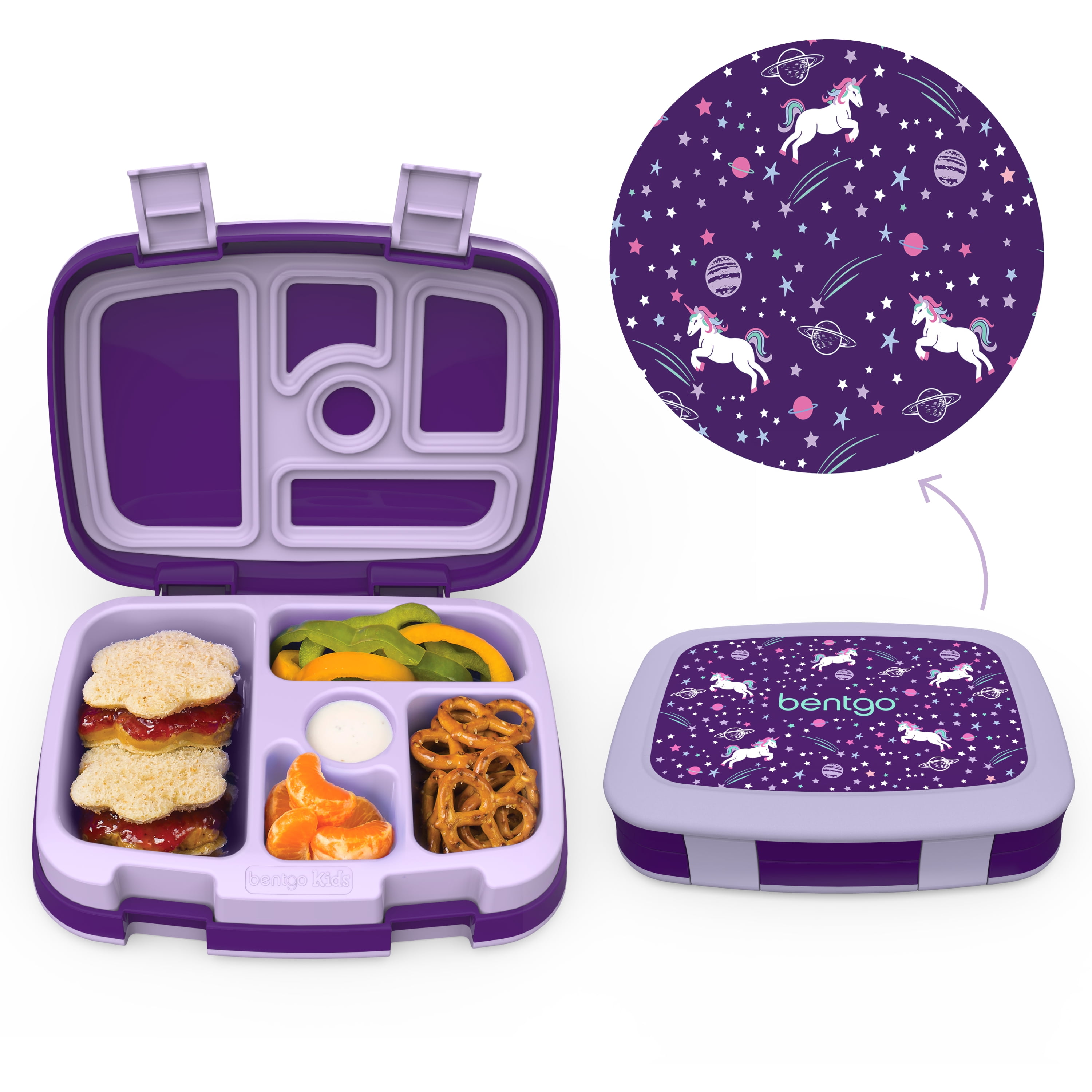 Bentgo Kids Prints Leak-Proof, 5-Compartment Bento-Style Kids Lunch Box -  BPA-Free, Dishwasher Safe, Food-Safe Materials (Unicorn) 