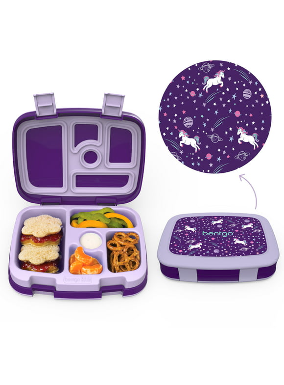 Bentgo Kids Prints Leak-Proof, 5-Compartment Bento-Style Kids Lunch Box - BPA-Free, Dishwasher Safe, Food-Safe Materials (Unicorn)