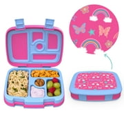 Bentgo Kids Prints Leak-Proof, 5-Compartment Bento-Style Kids Lunch Box - Dishwasher Safe – Pink - Rainbows & Butterflies