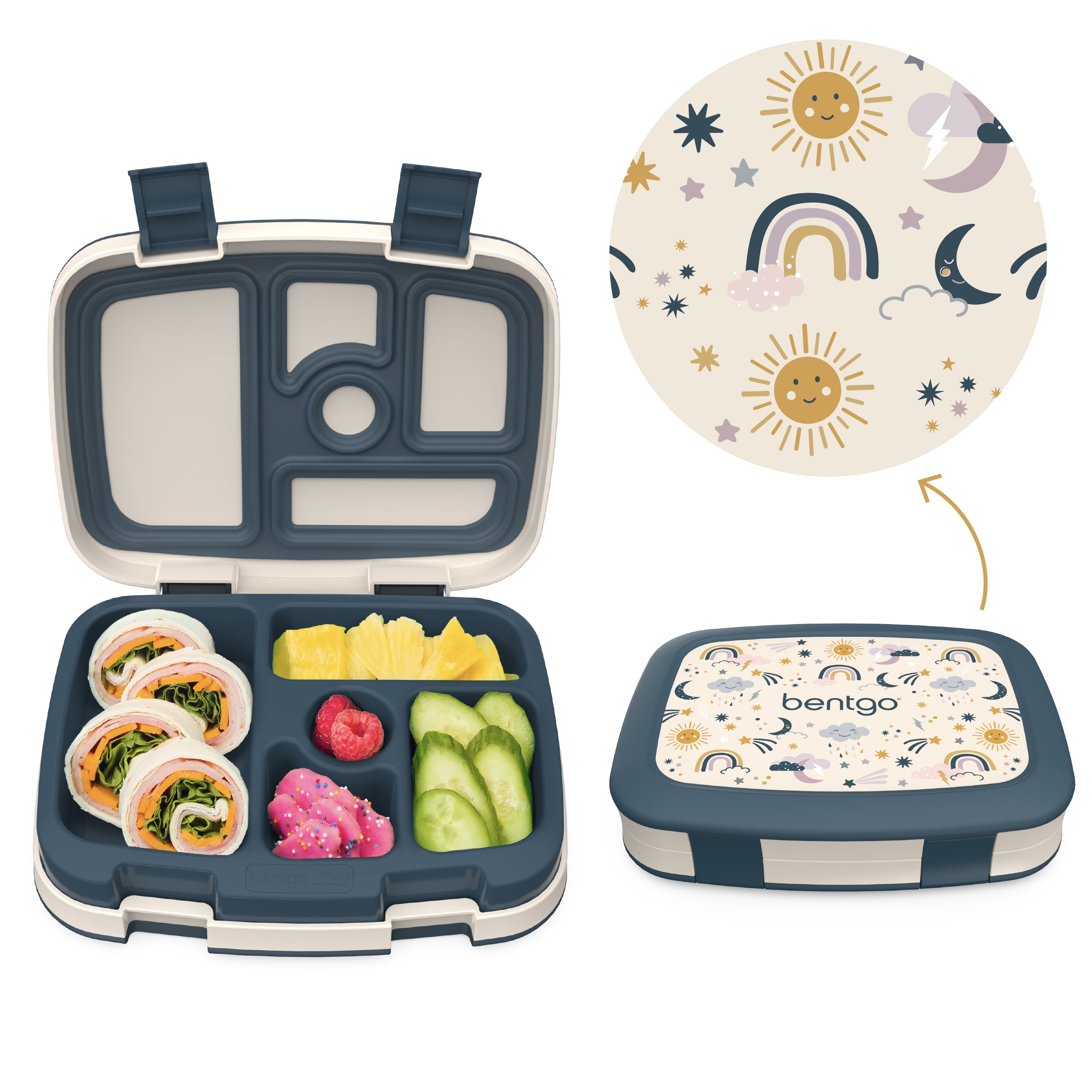 Bentgo® Kids Prints 5-Compartment Bento-Style Kids Lunch Box Set with  Reusable Plastic Utensils (Lavender Galaxy)