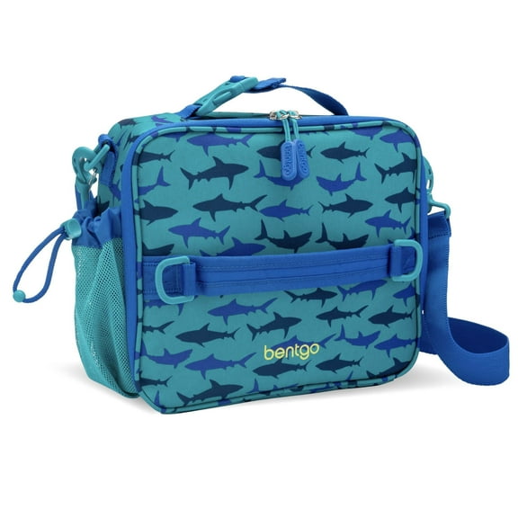 Bentgo Kids Lunch Bag - Double-Insulated, Reusable Lunch Bag for Kids 3+ with Adjustable Strap; Holds Lunch Box/Water Bottle/Snacks; Easy-Clean, Water-Resistant & Pockets (Shark)