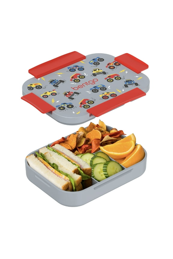 Kids Snap & Go Leak-Proof Lunch Box - Trucks, Leak-Proof Bento Lunch Box for Kids, Durable, BPA-Free, Dishwasher Safe, Perfect for School Lunches