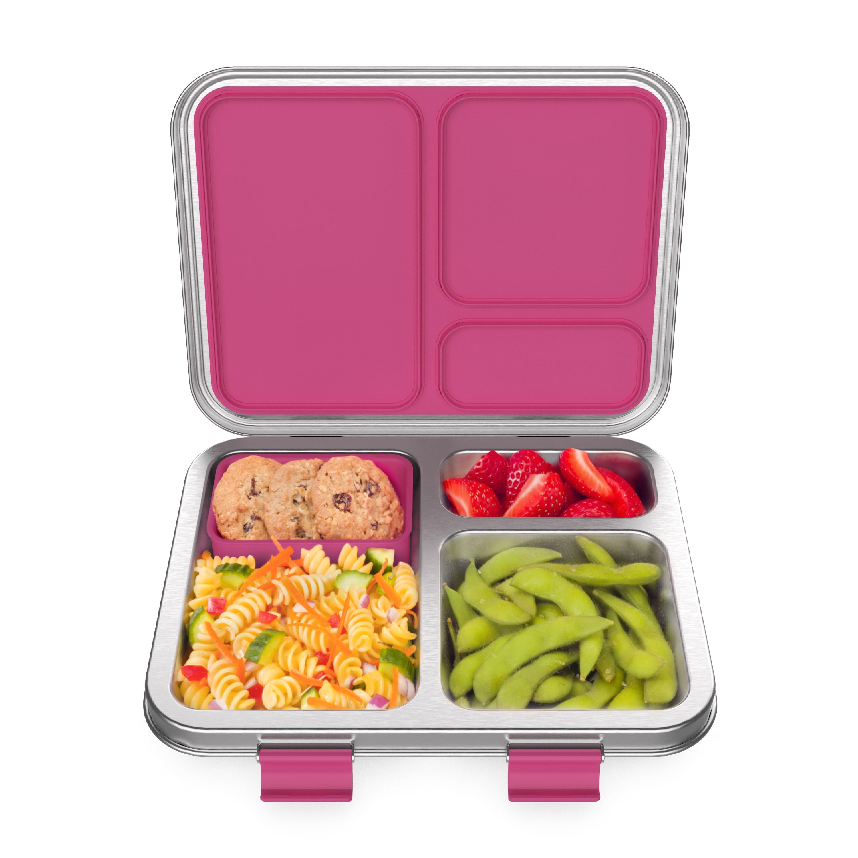 Fuchsia Stainless Steel Leak-Resistant Bento Lunch Box with Silicone Container