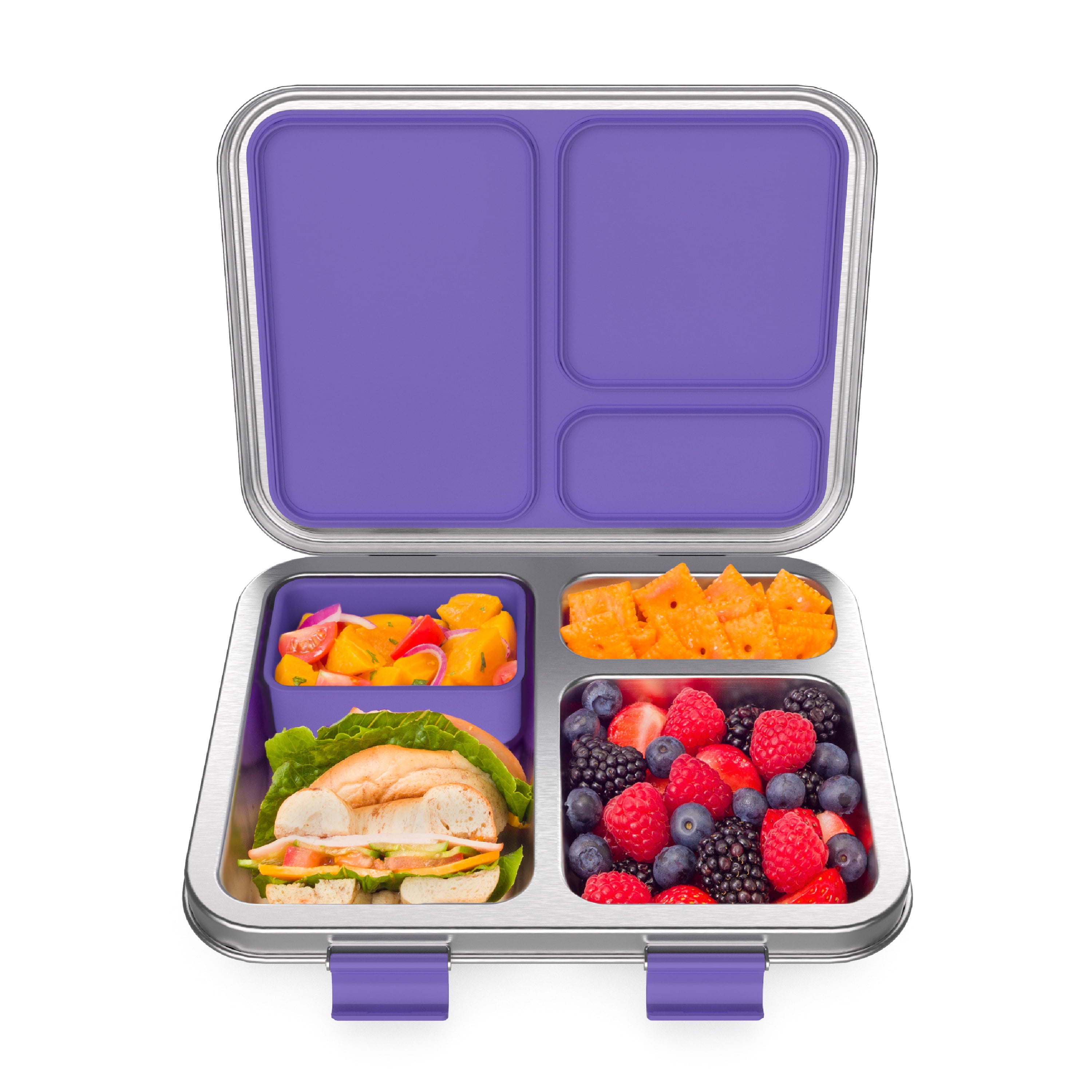  Pawtong Kids Leak-proof Bento Lunch Box with Removable Tritan  Tray, Prints Lunch Food Containers with 4 Compartment, BPA-Free, Dishwasher  Safe, Food-Safe Materials (Blue): Home & Kitchen
