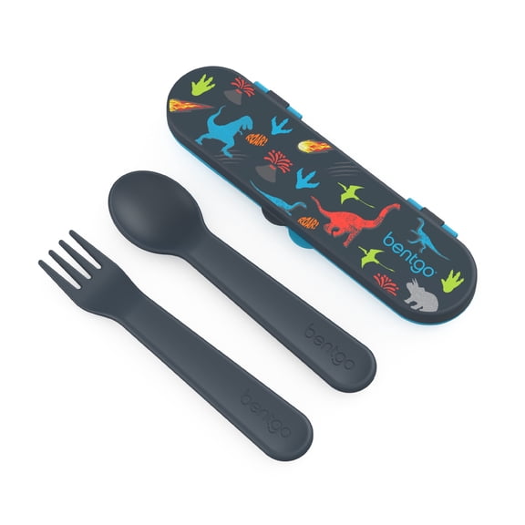 bentgo Kids Dinosaur Plastic Utensil Set (BGKDUTPL-DNO)