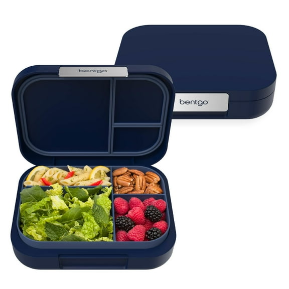 Bentgo Modern - Adult & Teen Bento Lunch Box; 3-4 Compartments, Leak-Resistant, 5.5 Cup Capacity/44 fl oz, Improved Locking Clips, Reusable, BPA-Free, Dishwasher/Microwave Safe Tray (Navy)
