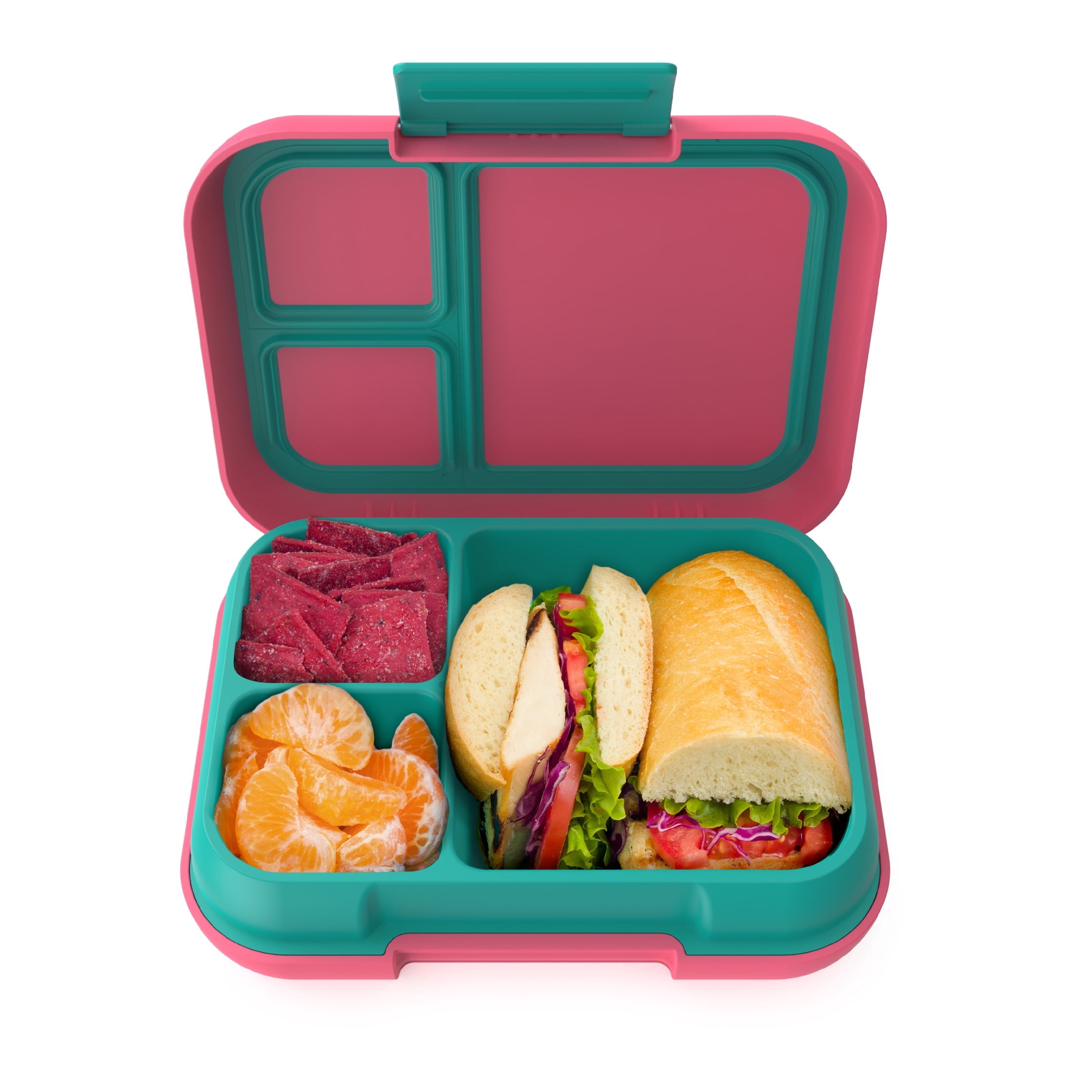 Bentgo® Pop - Leak-Proof Lunch Box & Removable Divider for Ages 8+ & Teens - Lunch Container Holds 5 Cups of Food; 3-4 Compartments; Microwave/Dishwasher Safe; 2 Year Warranty (Bright Coral/Teal)