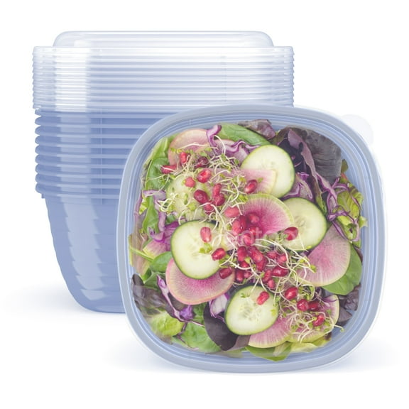 Bentgo Prep - 1-Compartment Bowls with Custom Fit Lids - Reusable, Microwaveable, Durable & BPA-Free, Freezer and Dishwasher Safe Meal Prep Food Storage - 10 Bowls & 10 Lids (Periwinkle)