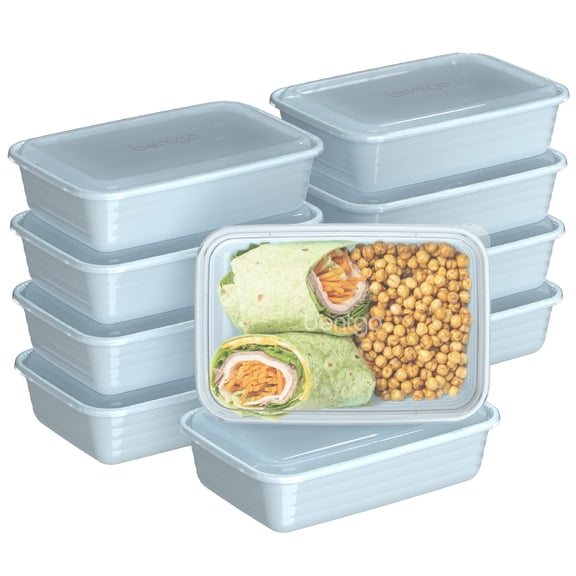 Bentgo Prep - 20-Piece 1-Compartment Reusable Meal Prep Containers with Lids, PFAS & BPA Free Materials, Durable, Microwave, Freezer, & Dishwasher Safe To Go Food Storage (Sky)