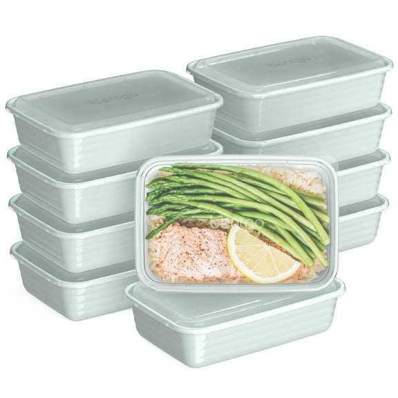 Bentgo Prep - 20-Piece 1-Compartment Reusable Meal Prep Containers with Lids, PFAS & BPA Free Plastic Materials, Durable, Microwave, Freezer, & Dishwasher Safe To Go Food Storage (Mint)