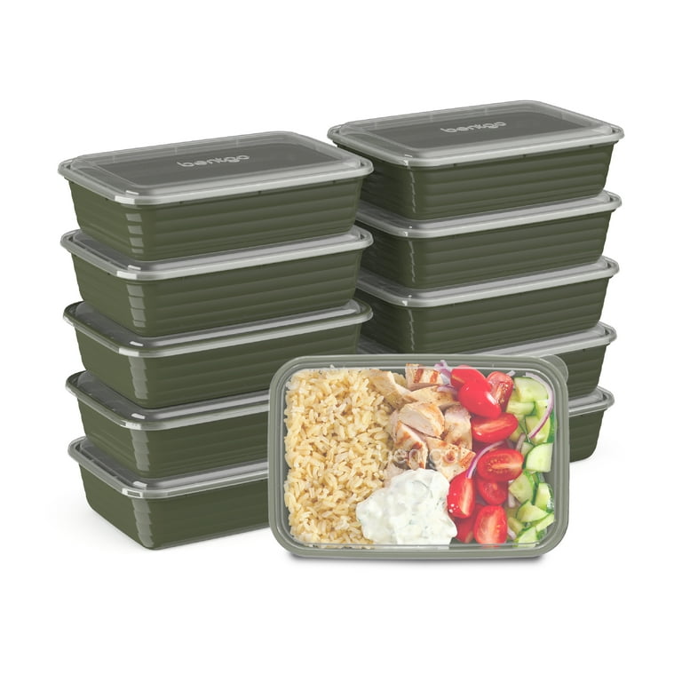 Bentgo bentgo prep 1-compartment containers - 20-piece meal prep kit with  10 trays & 10 custom-fit lids - durable microwave, freezer