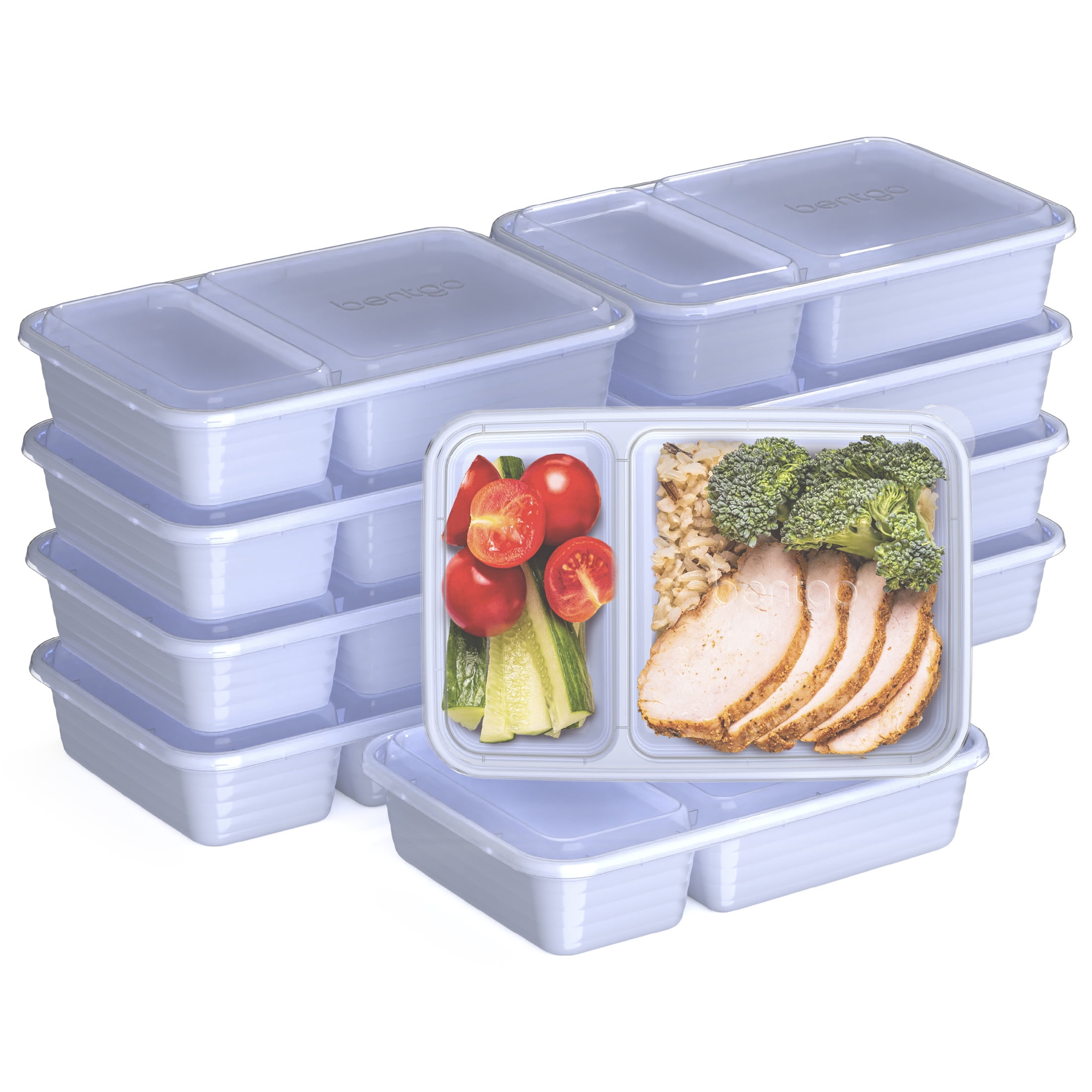 Bentgo Prep 20-Piece Meal Prep Containers, 2-Compartment, Microwave ...