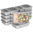 thumbnail image 1 of Bentgo Prep - 20-Piece 2-Compartment Reusable Meal Prep Containers with Lids, PFAS & BPA Free Materials, Durable, Microwave, Freezer, & Dishwasher Safe To Go Food Storage (Silver), 1 of 8