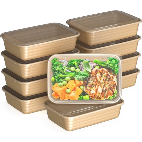 Bentgo Prep - 20-Piece 1-Compartment Reusable Meal Prep Containers with Lids, PFAS & BPA Free Materials, Durable, Microwave, Freezer, & Dishwasher Safe To Go Food Storage (Gold)