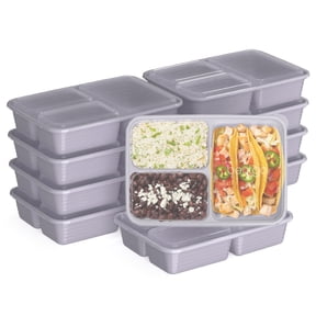 Bentgo Prep 3-Compartment Meal Prep Containers with Lids, PFAS & BPA Free Materials, Durable, Microwave, Freezer, & Dishwasher Safe To Go Food Storage (Lilac), (BGPRP3-LC)