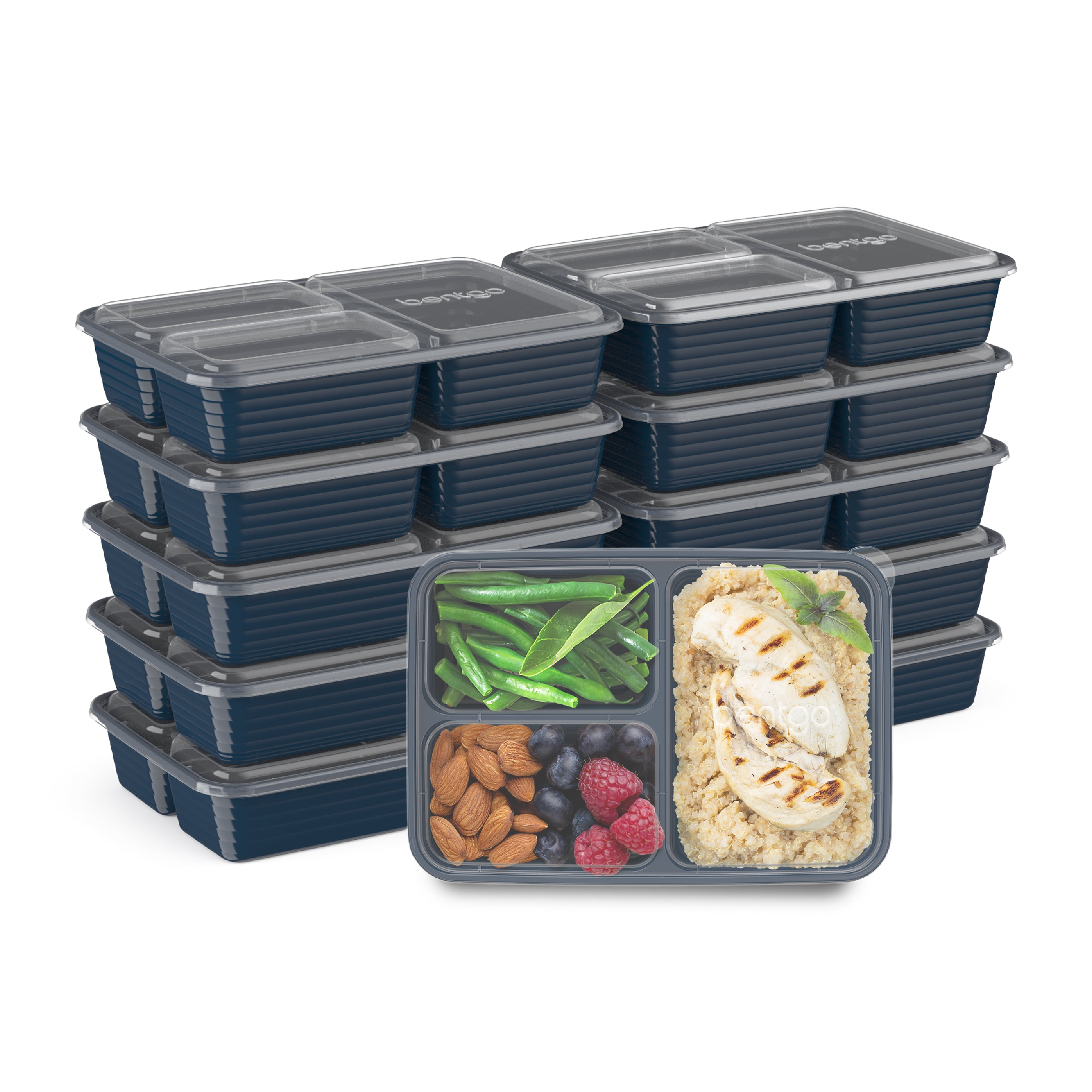 Bentgo 3-Compartment Containers | Meal Prep Containers Navy Blue
