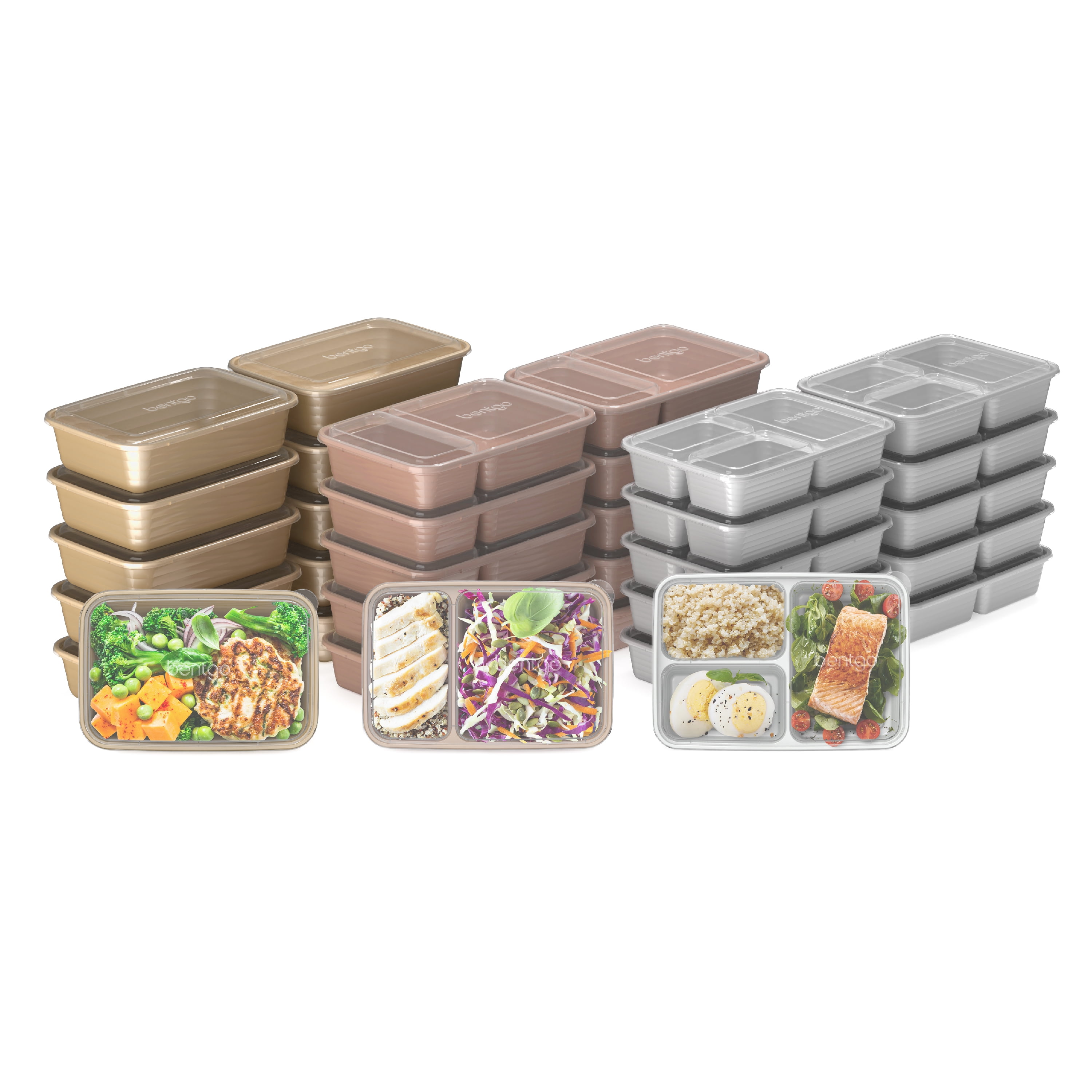 Bentgo® Prep 3-Compartment Containers - 20-Piece Meal Prep Kit with 10  Trays & 10 Custom-Fit Lids - Durable Microwave, Freezer, Dishwasher Safe