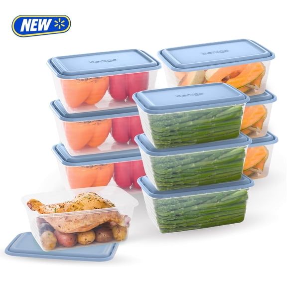 Bentgo Prep 8 Cup Meal Prep Containers with Lids, PFAS & BPA Free Materials, Durable, Microwave, Freezer, & Dishwasher Safe To Go Food Storage Container 10 Pack - Blue Coast