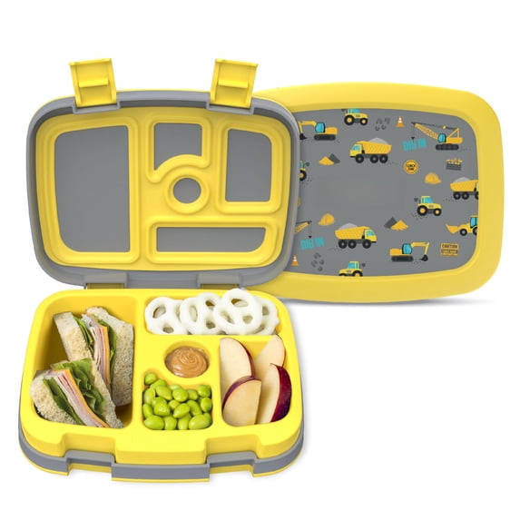 Bentgo Prints Leak-proof 5-compartment Bento-style Lunch Box - Ideal Portion Sizes For Ages 3-7 Durable Drop-proof Dishwasher Safe & Materials (construction Trucks)
