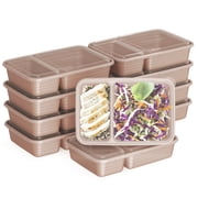 Bentgo Prep - 20-Piece 2-Compartment Reusable Meal Prep Containers with Lids, PFAS & BPA Free Materials, Durable, Microwave, Freezer, Dishwasher Safe To Go Food Storage Rose Gold