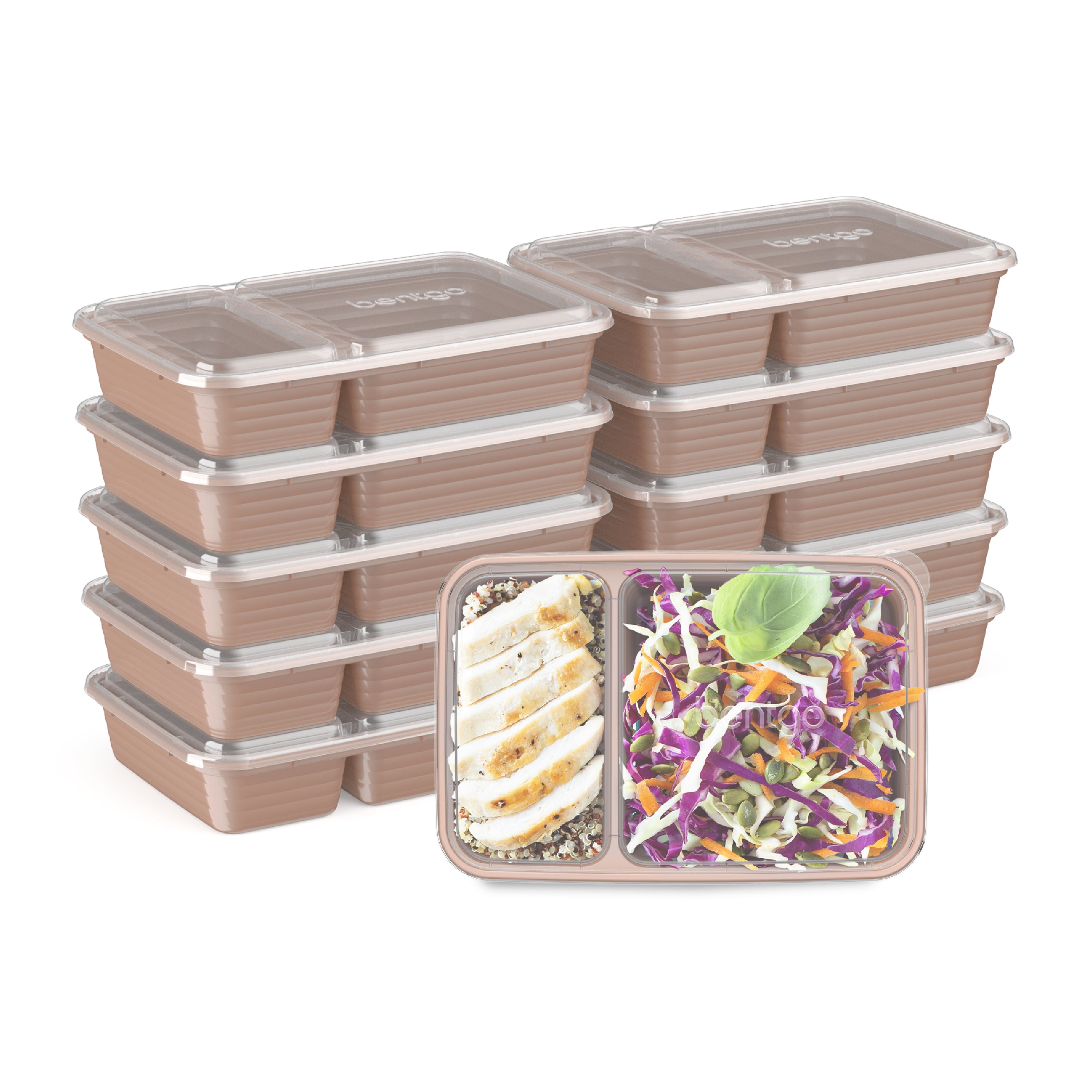 Bentgo Rose Gold 2-Compartment Reusable Meal Prep Containers, 10-Pack