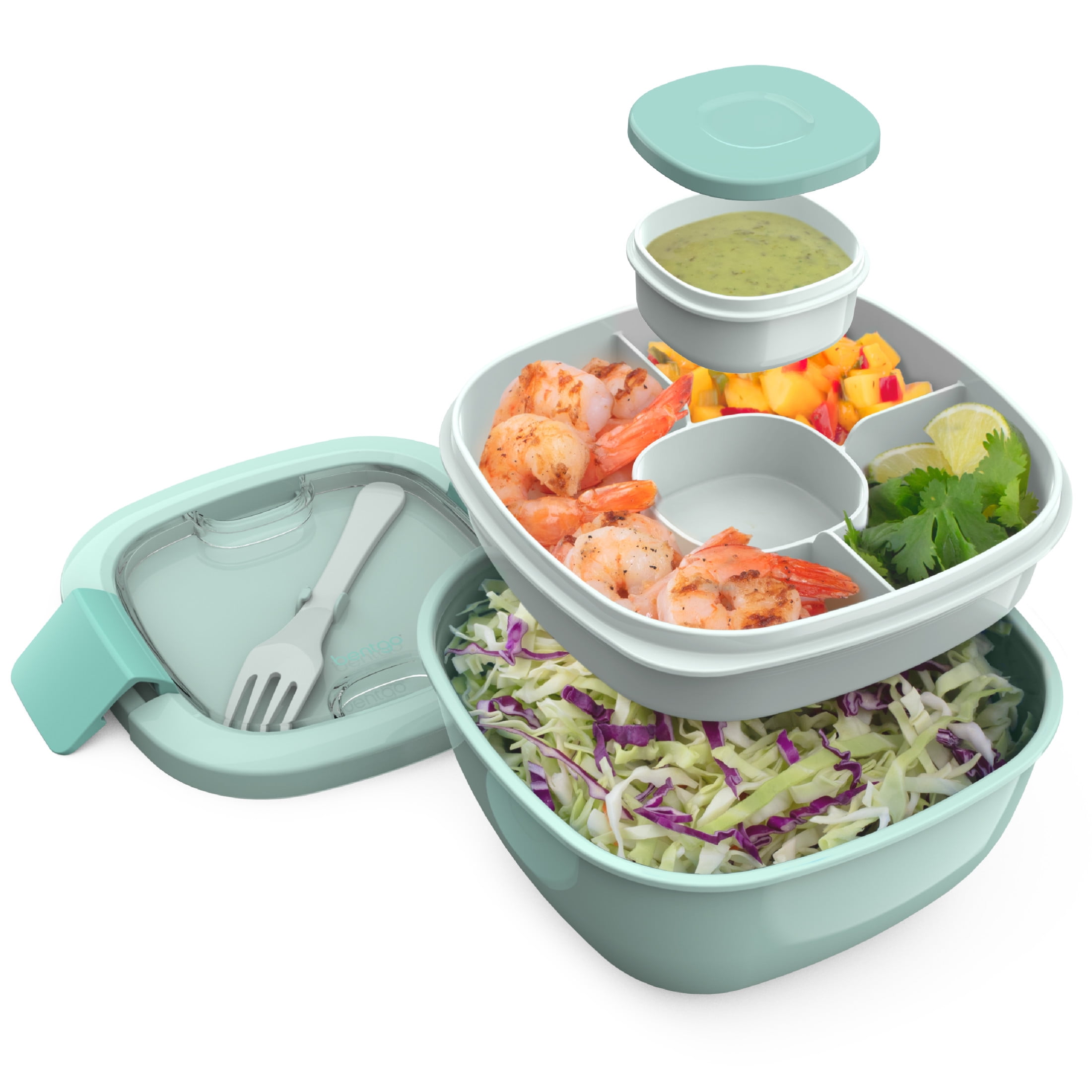 Bentgo Salad Lunch Container, 4" x 7-1/4", Coastal Aqua