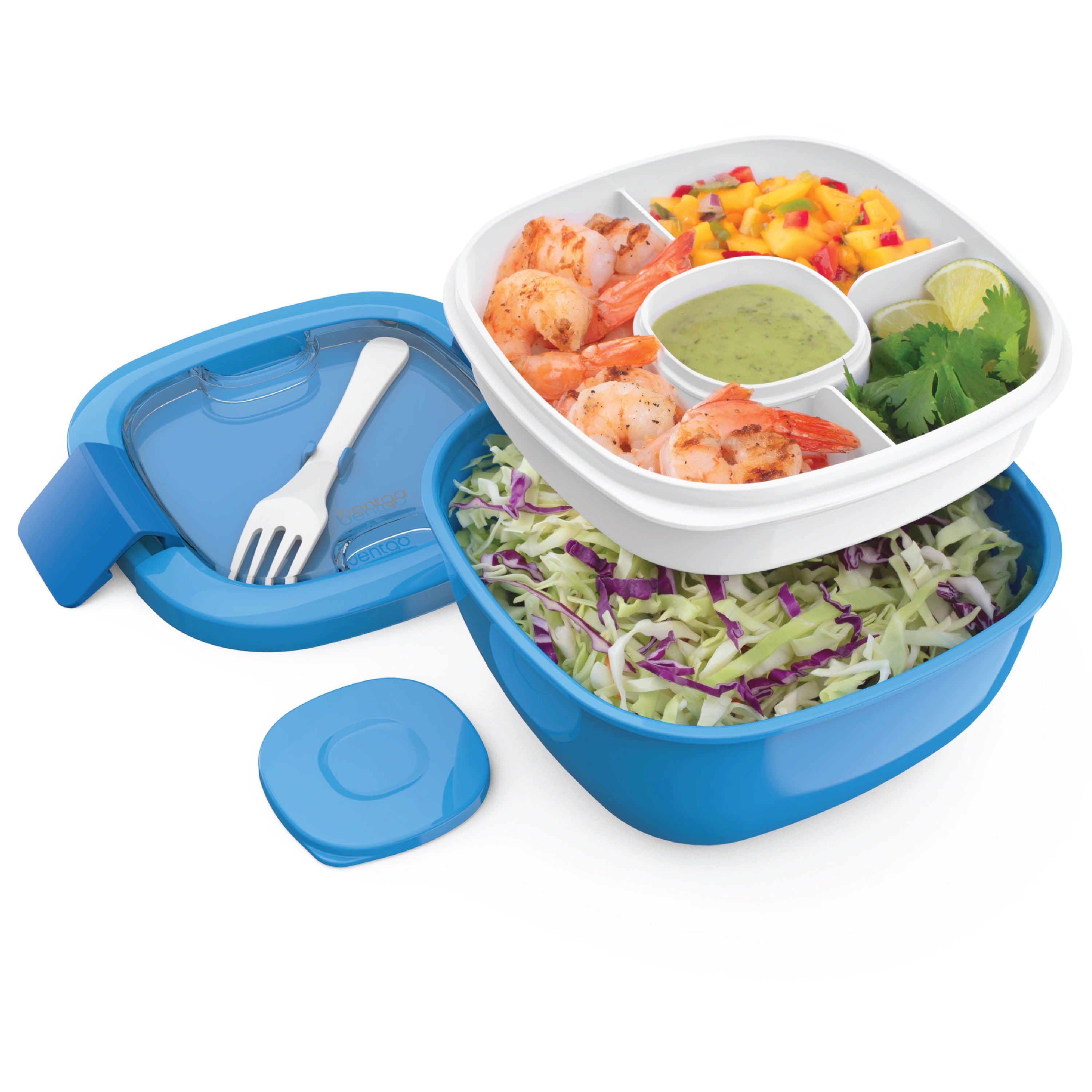 Homgreen Portable Salad Lunch Container - Salad Bowl - 2 Compartments with  Dressing Cup, Large Bento Boxes, Meal Prep to go Containers for Food Fruit  Snack 