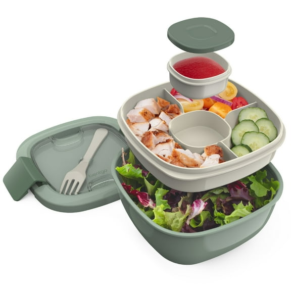 bentgo Salad Container 5-Compartment Khaki Green 54 oz. (BGOSAL-KG)