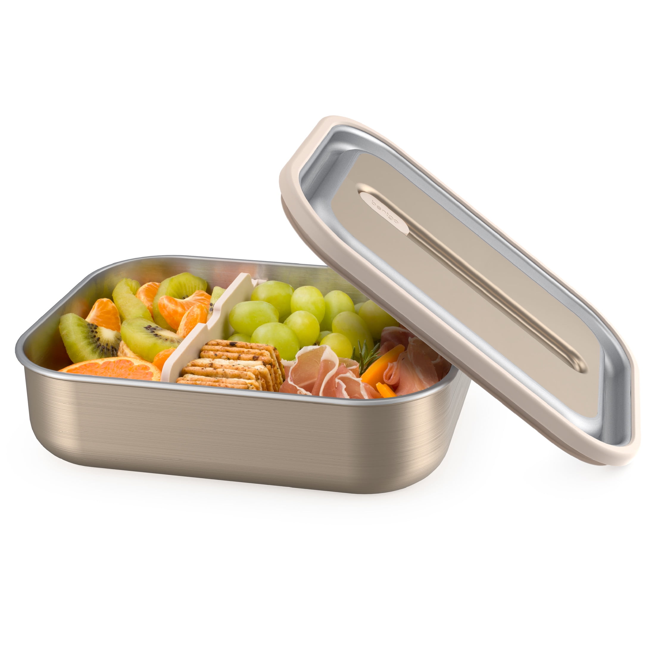 Bentgo MicroSteel Leak-Proof Lunch Box - Microwave-Safe, Oven-Safe, Bento-Style Container with Removable Divider, Airtight Lid, Sustainable Design, Odor & Stain Resistant (Gold)